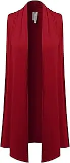 [Awesome21] Women's Solid Open Front Draped Neck Sleeveless Vest Cardigan - Made in USA