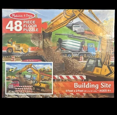 Melissa & Doug 48 pc Floor Puzzle "Building Site" KIDS Jigsaw 3x2 feet NEW