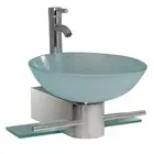 Fresca Cristallino 18" Modern Glass Bathroom Vanity with Frosted Vessel Sink