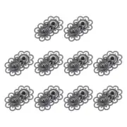 10 Sets Hollow Flower Snap Buttons, Press Buttons 21mm, Iron Grey