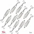 10pcs Fish WOW! 2oz Casting Jig Hammered spoons Silver Treble hook