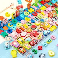 在飛比找蝦皮購物優惠-現貨 新款兒童木質玩具入門級玩具拼裝字母積木寶寶智力開發益智