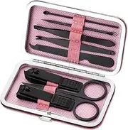Manicures, Pedicure Kits, Nail Clippers, Professional Nail Clipper Beauty Manicure Set Built-in Nail File 8 Pieces Home Portable Travel Black Gray Pink Professional Grooming Kits (Color : A)