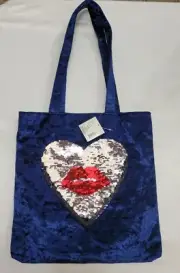 Stylish Velvet Tote Bag with Heart Sequin Detailing for a Glamorous Look!