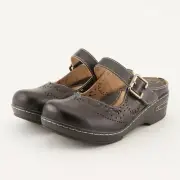 L’Artiste by Spring Step Women's Aneria Leather Laser-Cut Clog - Black, 35 NEW