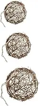 Mobestech 3Pcs Rattan Ball Adornment for Wedding Decorations Wreath Pendant Decor Rustic Style Display Props for Home Photography and Events Brown