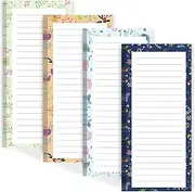 Joyberg 4 Pack Magnetic Notepads for Refrigerator, Grocery List Magnet Pad for Fridge, Flower Design Magnetic Grocery List Pad for Fridge, to-Do Memos, List, 50 Sheets Per Note Pads