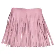 2 Yards 6 Inch Faux PU Leather Fringe Trim Tassel Fringe for Sewing, Pink