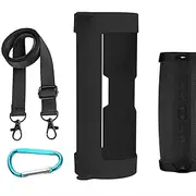 Geekria Silicone Speaker Case Cover Compatible with JBL Charge 5 Case, Protective Waterproof Soft Skin, Replacement Bluetooth Speakers Travel Carrying Sleeve with Shoulder Strap (Black)