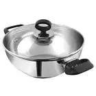 New Vinod Stainless Steel Deluxe Kadhai with Glass Lid, 26cm, 3.8L-Free Postage