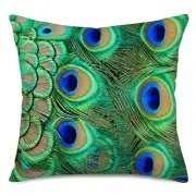 Colorful Peacock Feather Decorative Throw Pillow Cases Cotton Linen Standard
