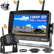 DOUXURY RV Wireless Backup Camera, IP69 Waterproof 170° Wide View Angle HD 1080P Backup Camera + HD LCD 7" Monitor, Digital Wireless Backup Camera System for Truck 5th Wheel Trailer Pickup Camper Bus