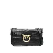 [Pinko] Pinko Crocodile-embossed Leather Cross Body Bag ONE SIZE BLACK/GOLD