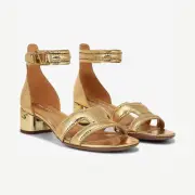 Franco Sarto Nora Dress Heel Sandals Gold 7/M New