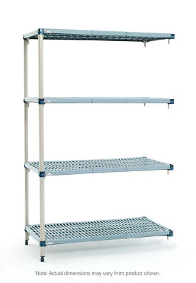 MetroMax Q MQ-217274G-A-4 4-Shelf Plastic Industrial Shelving Add-On Unit, 21"