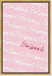 Girlhood Canvas Trend Pink Wall Art, Gold Frame, 10" x 15"