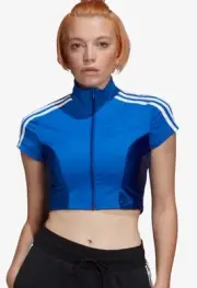Adidas Zip Crop Top Women’s Blue Size UK 10 (RefX61)