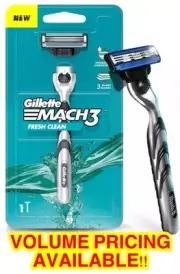 Gillette Mach3 Fresh Clean Razor Blade (1 Razor w/1 Cartridge)