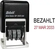 Date Stamp with Standard Text Paid and Date, Dual Colours Stamp for Office Supplies, Ribbon Running Time 12 Years (2024-2035), Font Height 4.8 mm, 4 mm Cushion Red/Black Entrance
