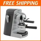 4-Cup Silver Espresso Maker with Steam Nozzle for Premium Coffee Experience