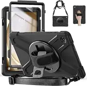 [JSUSOU] Samsung Galaxy Tab A9 Plus Case Cover 11 Inch 2023 with Screen Protector Pen Holder SM-X210/X215/X216 | Shockproof Tab A9+ Case | Protective Case W/Stand Handle Shoulder Strap Black