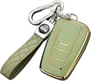 ontto Car Key fob Cover Fit for Toyota CHR RAV4 Camry C-HR Corolla Prado Prius 2016 2017 2018 2019 2020 Key case TPU Silicone Key Shell Key Holder Keychain Accessories 3 Buttons Green