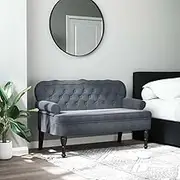 Home Decor | Upholstered Decorative Bench with Backrest | Bench Chair Seat for Entryway and Living Room | 119.5 x 64.5 x 75 cm