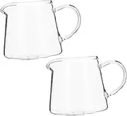VERDANVERSE 2Pcs Glass Milk Cups Transparent Drinking Jars for Coffee Sauces and Honey Multi Functional Beverage Containers for Home Kitchen and Coffee Shops
