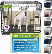 Pet Dreams Dog Crate Bumper - Dog Crate Bumpers for Inside Crate, Dog Crate Training Pads, Create a Safe and Comfortable Crate, Dog Tail Protector (Khaki Tan, XX Large 48 Inch Dog Crate Bumper Pads)