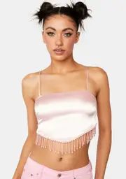 [Edikted] Beaded Satin Open Back Top