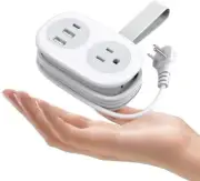 Compact Travel Power Strip with USB Ports and Flat Plug for Easy Charging