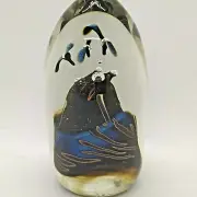 HANDMADE PAPER WEIGHT FINE ART FUSED GLASS 3 SEAGULL BIRDS FLYING OVER SEA CLIFF