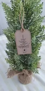 Primitive Christmas Tree in Star Bucket Tags