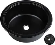 Stainless Steel Round Black Kitchen Sink - 14.17x4.72in, Single Bowl, Embedded Installation, 40mm Round Drain, Modern for RVs, Yachts, Boats, Outdoor