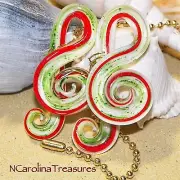MUSIC NOTE TREBLE CLEF RED GREEN GLASS CEILING FAN LIGHT SWITCH PULL LG PR M898
