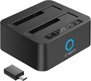 ineo Double USB 3.0 HDD/SSD Docking Station Offline Clone Station Includes USB-C Adapter, Power Supply 12V 3A for 2.5 and 3.5 Inch HDD/SSD