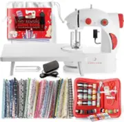 Mini Sewing Machine for Beginners Adult, Premium Set, Red, Puple, & Yellow