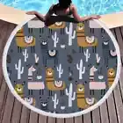 Cactus Alpaca Round Beach Pool Towel Fringe 150cm Throw Yoga Picnic Blanket Mat
