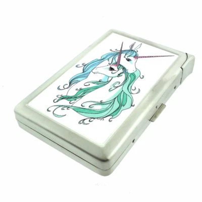 Unicorn Love Em7 Cigarette Case with Built in Lighter Metal Wallet