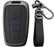 KUNIO Car Key Fob Cover Case Fit for Toyota Highlander Camry LE SE C-HR RAV4 GT86 Key Shell Key Holder Keychain Key Fob Housing Key Accessories New Year Gift 3 Button-Klaxon Black