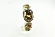 Heidi Daus Faceted Topaz Color Crystal Bronze Tone Link Bracelet NEW!