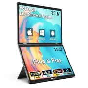 Triple Laptop Screen Extender, 15.6'' Dual Stacked Monitor (Windows/MAC), USB