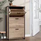 Metal Shoe Cabinet Shoes Storage Rack Wooden Frame 24 Pairs Shelf Solid Cupboard