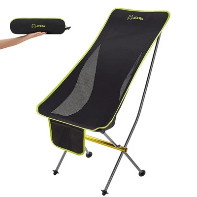 Ultralight Camping Chair Lightweight High Back Folding Camping Chair with Poc...