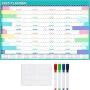 YQQZQ Wall Calendar,Large Size 2025 Laminated Wall Planner 60x90cm with 4pcs Erasable Marker Pen and Double-sided Tape