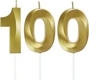 100th Birthday Candles for Cake – Gold Number Candle – Birthday Cake Topper for 100 Years Old Celebration – Anniversary Wedding Party Supplies Decorations