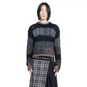 [ANN DEMEULEMEESTER] Poliet Striped Laddered Ajour Knit Sweataer Multicolor