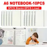 10x A6 Spiral Notebooks Lined and Grid Page Coil Bound for School Office Supplie