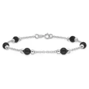 925 Sterling Silver Onyx Anklet Bracelet