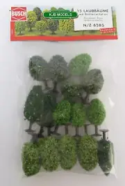 BNIB BUSCH 6585 N GAUGE 15 DECIDUOUS TREES WITH ROOTS / BASES (40mm - 60mm High)